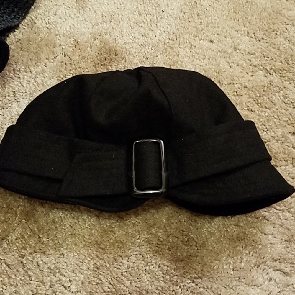 Black Lined Hat Side Faux Buckle Sassy Hat